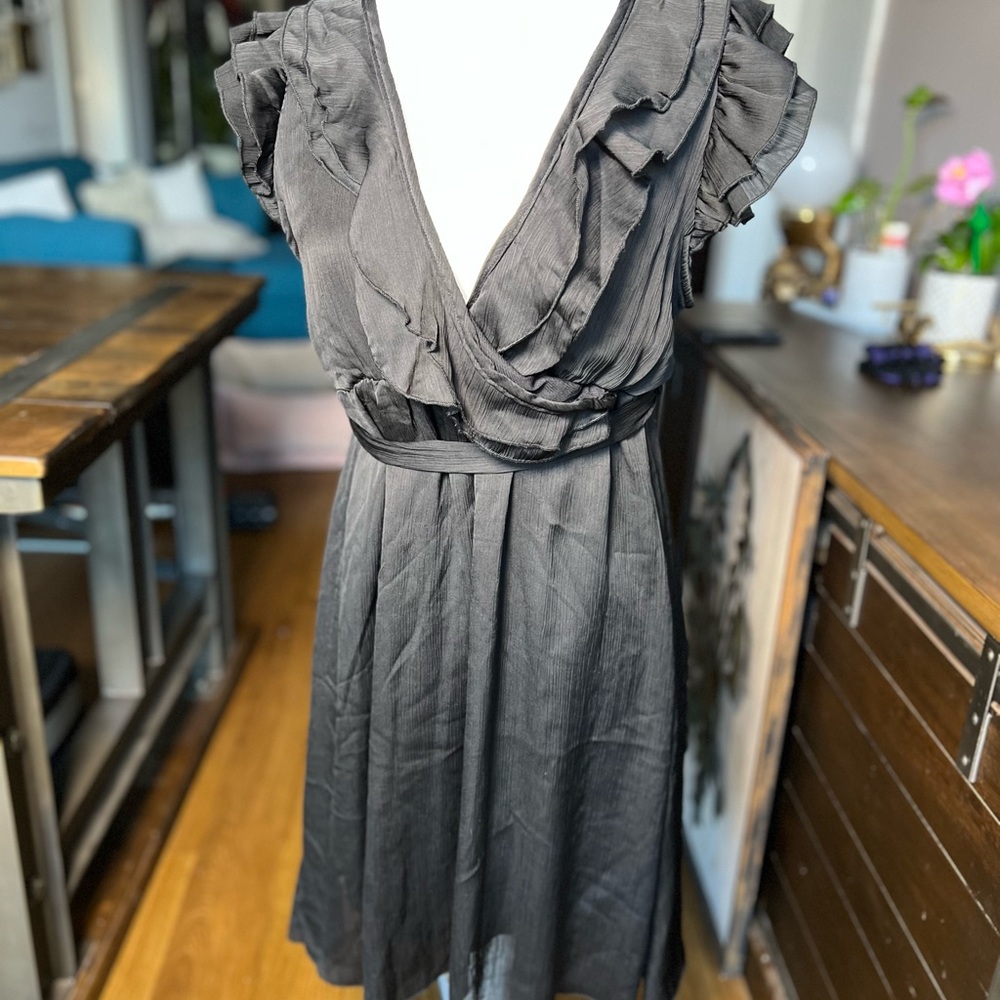 Wish Black Ruffle Mini Dress